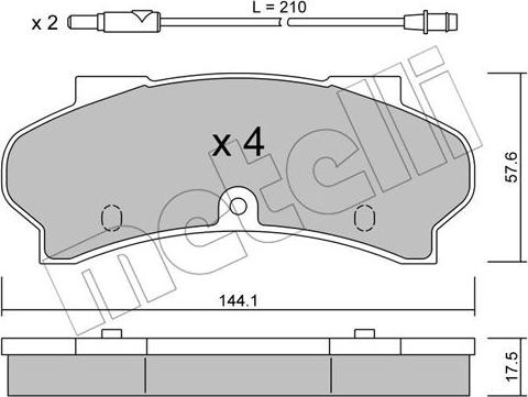 Metelli 22-0017-1 - Тормозные колодки, дисковые, комплект autospares.lv