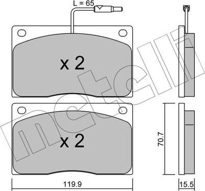 Metelli 22-0089-1 - Тормозные колодки, дисковые, комплект autospares.lv