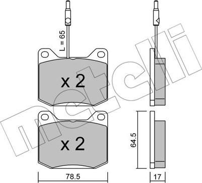 Metelli 22-0080-0 - Тормозные колодки, дисковые, комплект autospares.lv