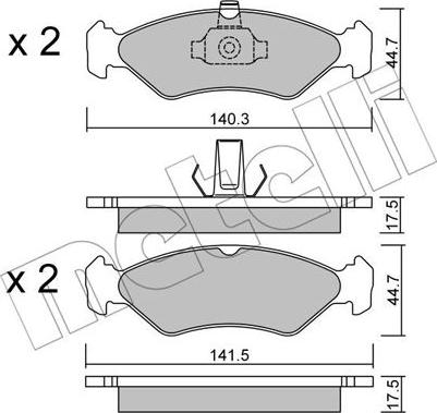 Metelli 22-0088-0 - Тормозные колодки, дисковые, комплект autospares.lv