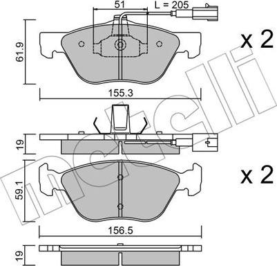 Metelli 22-0083-1 - Тормозные колодки, дисковые, комплект autospares.lv