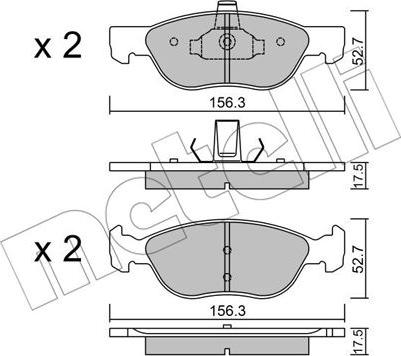 Metelli 22-0082-2 - Тормозные колодки, дисковые, комплект autospares.lv