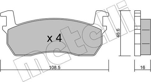 Metelli 22-0034-0 - Тормозные колодки, дисковые, комплект autospares.lv