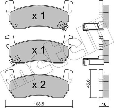 Metelli 22-0034-1 - Тормозные колодки, дисковые, комплект autospares.lv