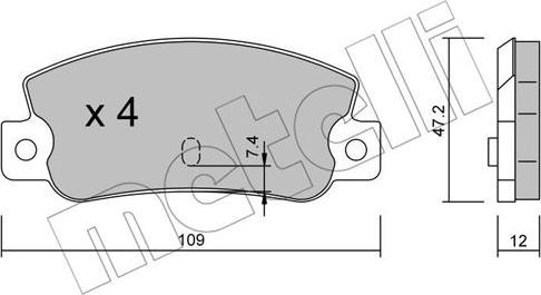 Metelli 22-0035-0 - Тормозные колодки, дисковые, комплект autospares.lv