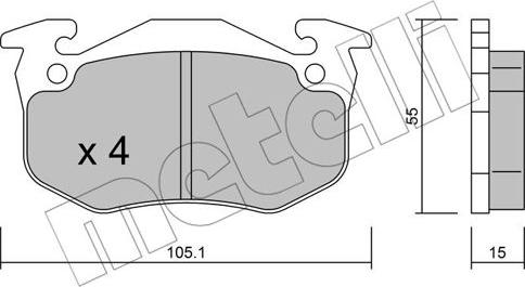 Metelli 22-0036-5 - Тормозные колодки, дисковые, комплект autospares.lv