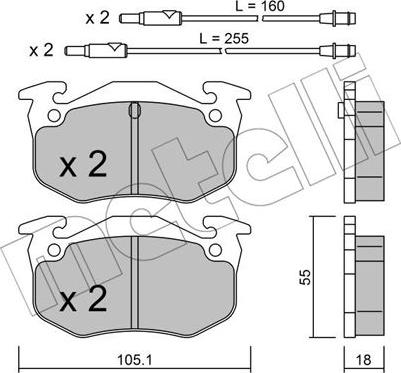 Metelli 22-0036-0 - Тормозные колодки, дисковые, комплект autospares.lv