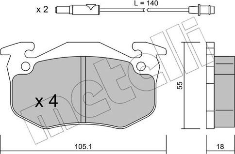 Metelli 22-0036-1 - Тормозные колодки, дисковые, комплект autospares.lv