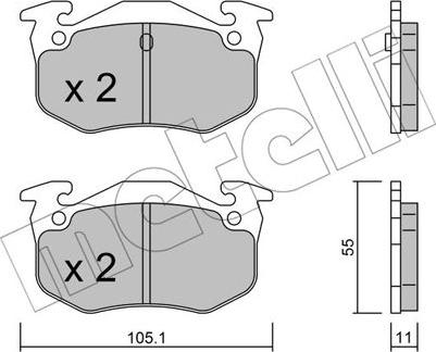 Metelli 22-0038-0 - Тормозные колодки, дисковые, комплект autospares.lv