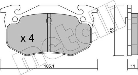 Metelli 22-0038-2 - Тормозные колодки, дисковые, комплект autospares.lv