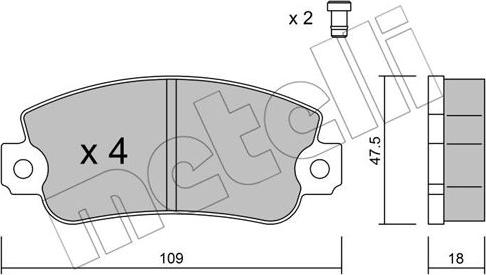 Metelli 22-0033-1 - Тормозные колодки, дисковые, комплект autospares.lv