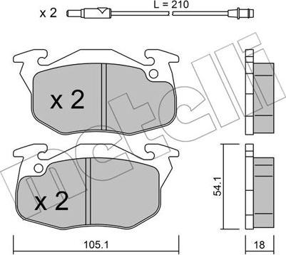 Metelli 22-0037-0 - Тормозные колодки, дисковые, комплект autospares.lv