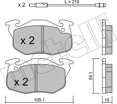 Metelli 22-0037-3 - Тормозные колодки, дисковые, комплект autospares.lv