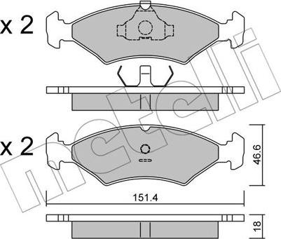 Metelli 22-0029-0 - Тормозные колодки, дисковые, комплект autospares.lv