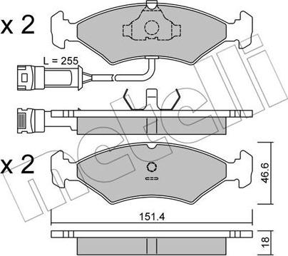 Metelli 22-0029-1 - Тормозные колодки, дисковые, комплект autospares.lv