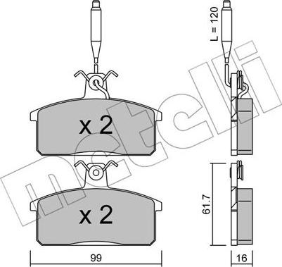 Metelli 22-0026-3 - Тормозные колодки, дисковые, комплект autospares.lv