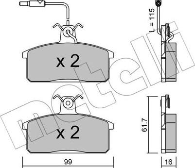 Metelli 22-0026-2 - Тормозные колодки, дисковые, комплект autospares.lv