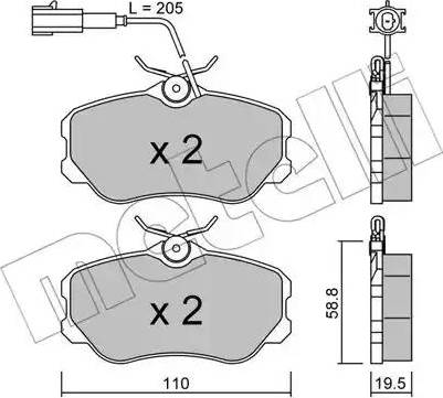 Metelli 22-0074-0 - Тормозные колодки, дисковые, комплект autospares.lv