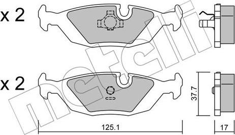 Metelli 22-0070-1 - Тормозные колодки, дисковые, комплект autospares.lv