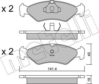 Metelli 22-0073-0 - Тормозные колодки, дисковые, комплект autospares.lv