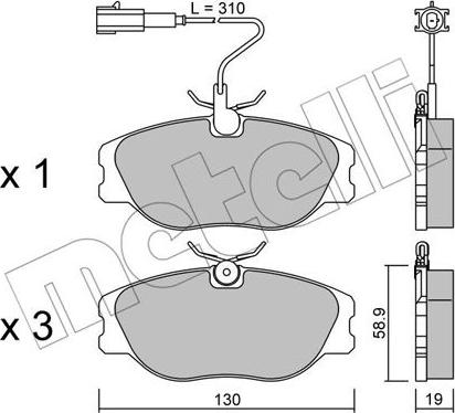 Metelli 22-0072-2 - Тормозные колодки, дисковые, комплект autospares.lv