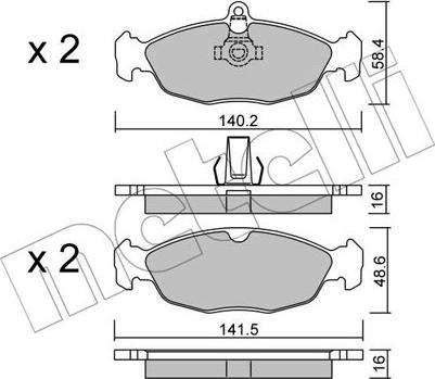 Metelli 22-0077-1 - Тормозные колодки, дисковые, комплект autospares.lv