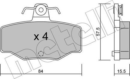 Metelli 22-0199-0 - Тормозные колодки, дисковые, комплект autospares.lv