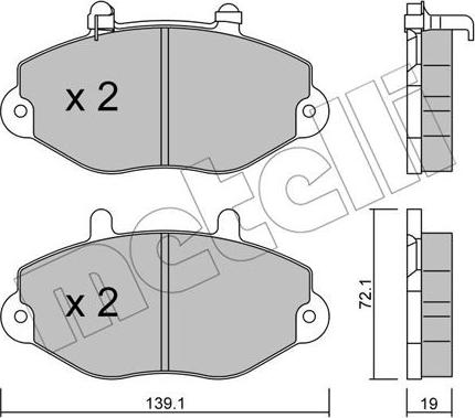 Metelli 22-0195-1 - Тормозные колодки, дисковые, комплект autospares.lv