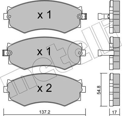 Metelli 22-0190-1 - Тормозные колодки, дисковые, комплект autospares.lv