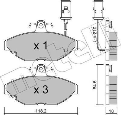 Metelli 22-0191-0 - Тормозные колодки, дисковые, комплект autospares.lv