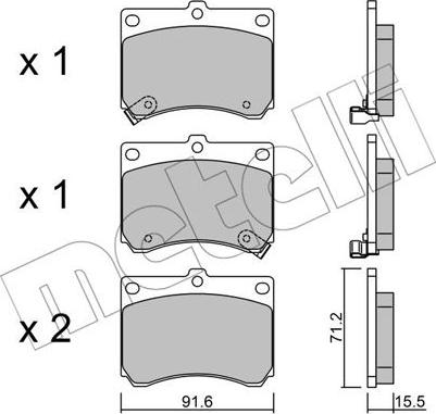 Metelli 22-0197-0 - Тормозные колодки, дисковые, комплект autospares.lv