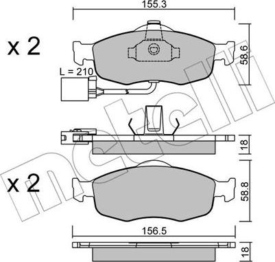 Metelli 22-0146-1 - Тормозные колодки, дисковые, комплект autospares.lv