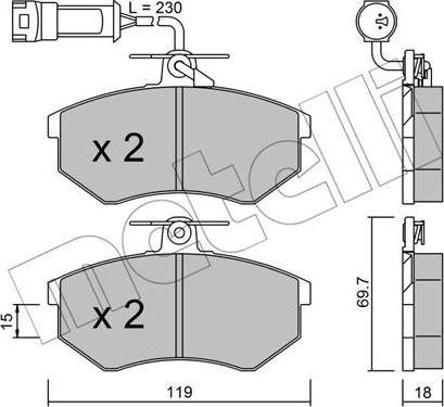 Metelli 22-0148-4 - Тормозные колодки, дисковые, комплект autospares.lv