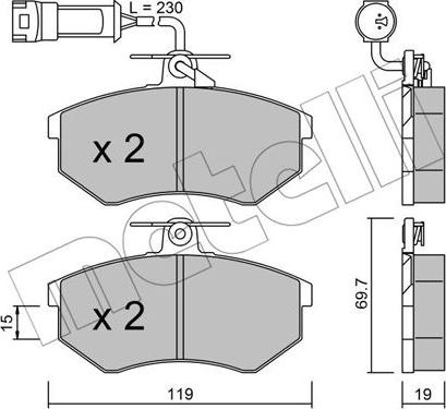 Metelli 22-0148-1 - Тормозные колодки, дисковые, комплект autospares.lv