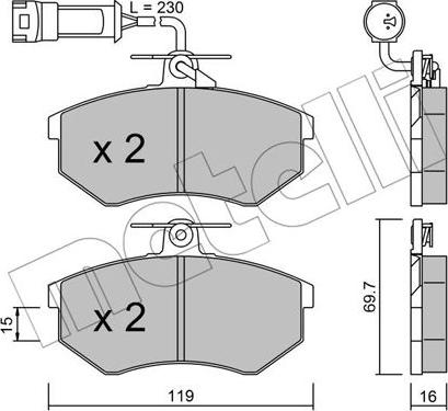 Metelli 22-0148-3 - Тормозные колодки, дисковые, комплект autospares.lv