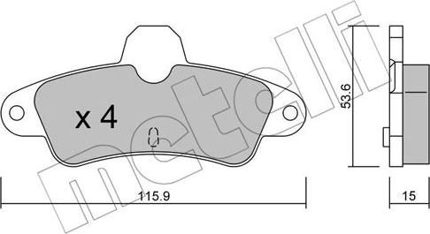 Metelli 22-0143-0 - Тормозные колодки, дисковые, комплект autospares.lv