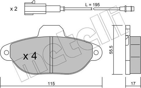 Metelli 22-0159-3 - Тормозные колодки, дисковые, комплект autospares.lv