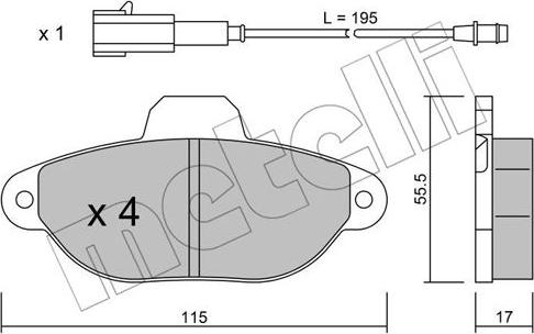 Metelli 22-0159-2 - Тормозные колодки, дисковые, комплект autospares.lv