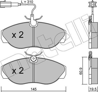 Metelli 22-0154-1 - Тормозные колодки, дисковые, комплект autospares.lv