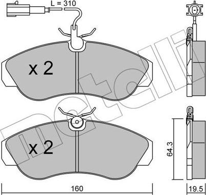 Metelli 22-0155-1 - Тормозные колодки, дисковые, комплект autospares.lv