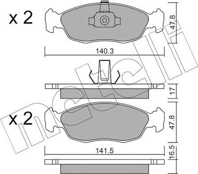 Metelli 22-0156-1 - Тормозные колодки, дисковые, комплект autospares.lv