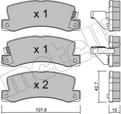 Metelli 22-0161-0 - Тормозные колодки, дисковые, комплект autospares.lv