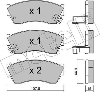 Metelli 22-0168-0 - Тормозные колодки, дисковые, комплект autospares.lv