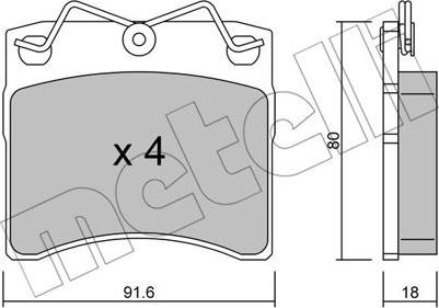 Metelli 22-0163-0 - Тормозные колодки, дисковые, комплект autospares.lv