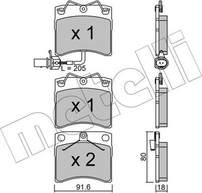 Metelli 22-0163-2 - Тормозные колодки, дисковые, комплект autospares.lv