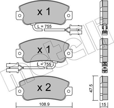 Metelli 22-0104-1 - Тормозные колодки, дисковые, комплект autospares.lv