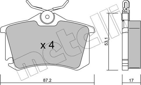 Metelli 22-0100-5 - Тормозные колодки, дисковые, комплект autospares.lv