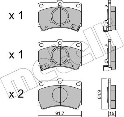 Metelli 22-0103-0 - Тормозные колодки, дисковые, комплект autospares.lv