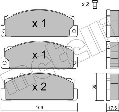 Metelli 22-0102-0 - Тормозные колодки, дисковые, комплект autospares.lv