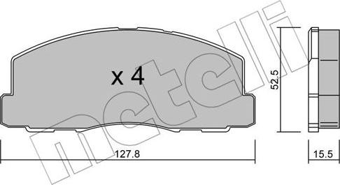 Metelli 22-0114-0 - Тормозные колодки, дисковые, комплект autospares.lv